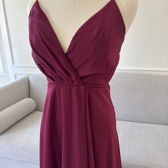 Bridesmaid Formal Midi Dress - Maroon Size Small - Picture 2 of 4